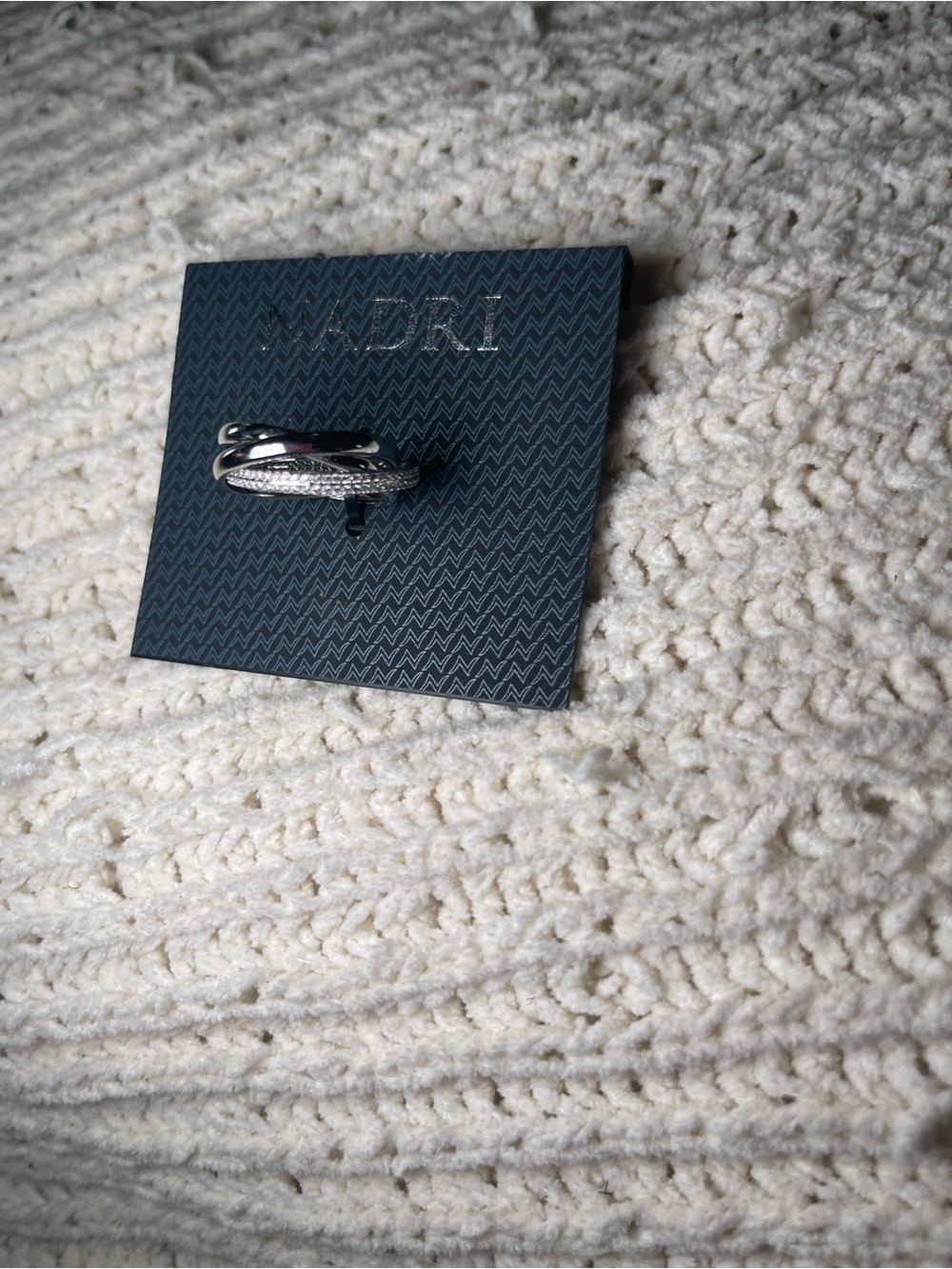 Nadri Silver-Tone Twisted Pavé Ring size 8